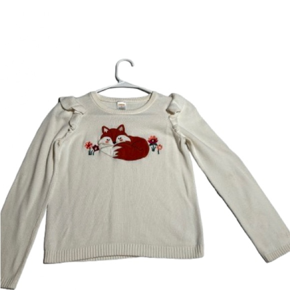 Gymboree Girl Cream Sweater with Fox Motif